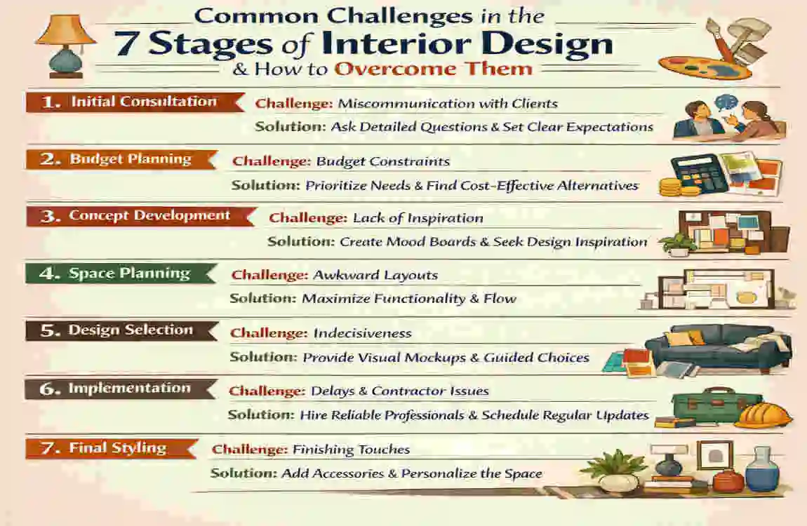 What are the 7 stages of interior design?
