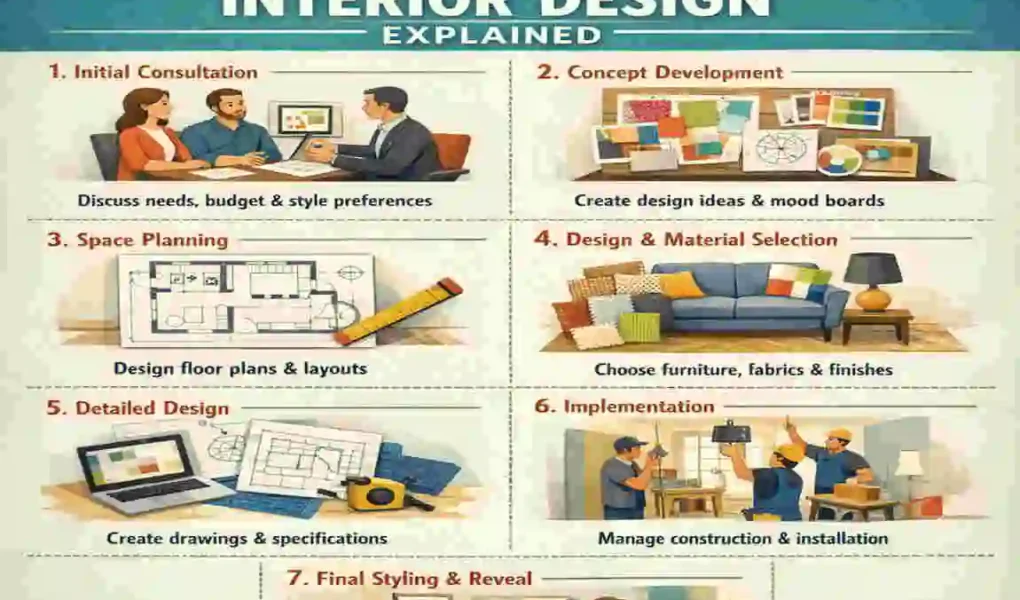 What are the 7 stages of interior design?