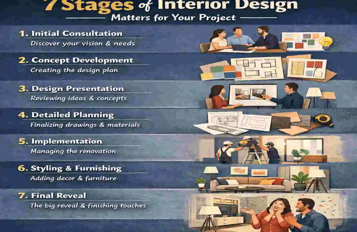 What are the 7 stages of interior design?