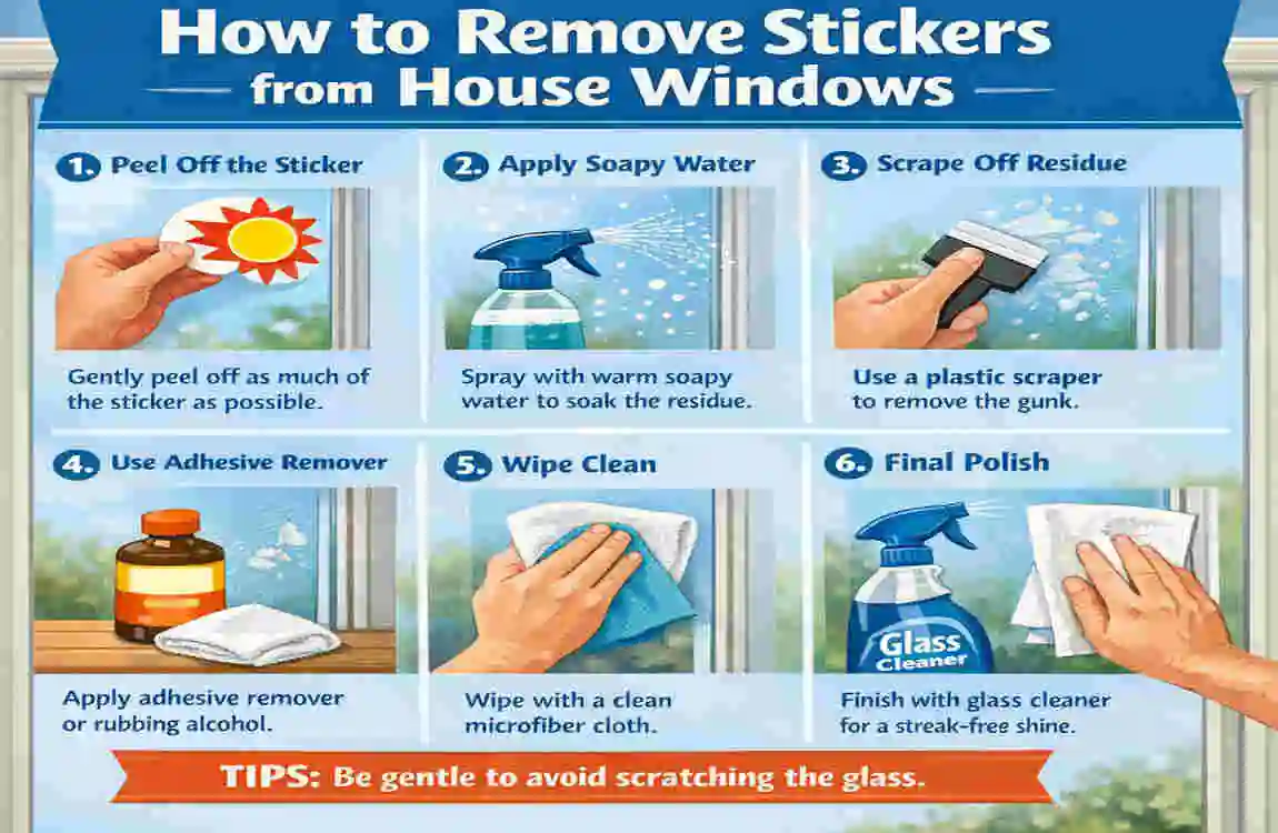 How do you remove stickers from house windows
