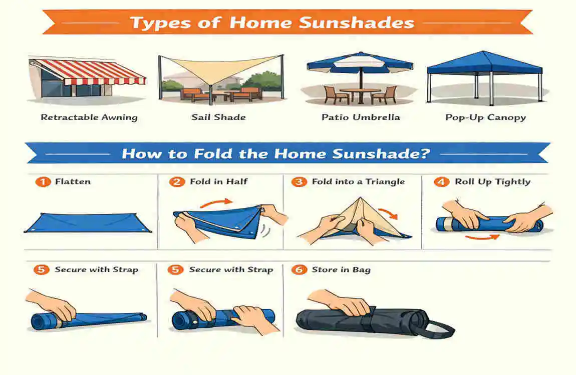 How to fold the home sunshade?