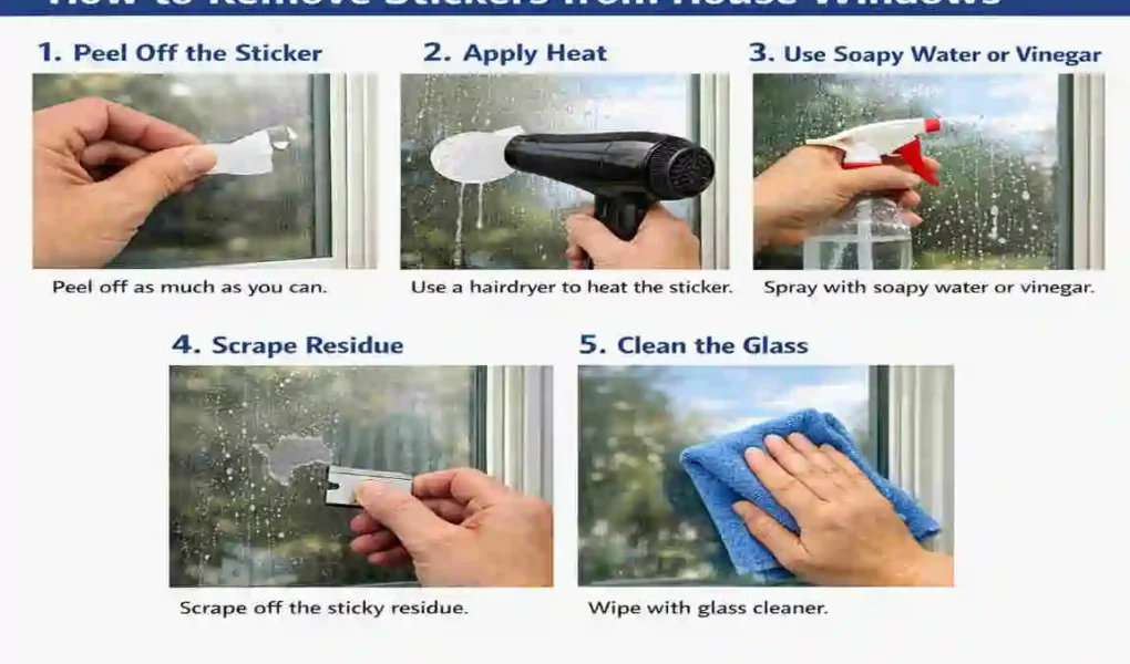 How do you remove stickers from house windows