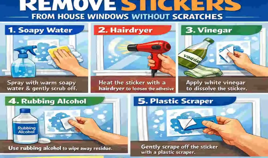 How do you remove stickers from house windows