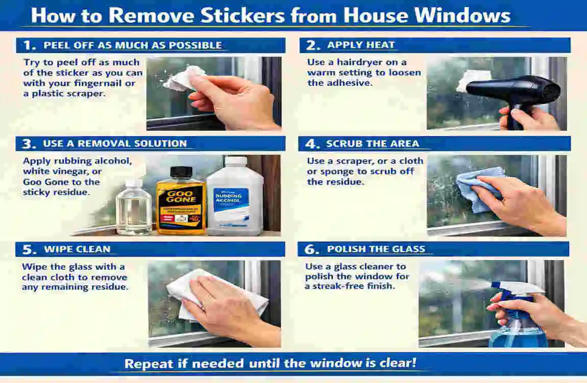 How do you remove stickers from house windows