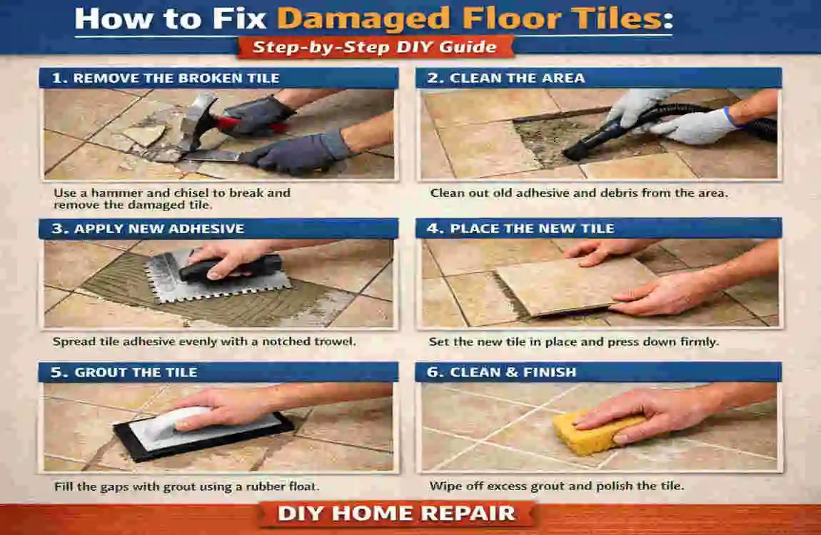 How to fix damaged floor tiles