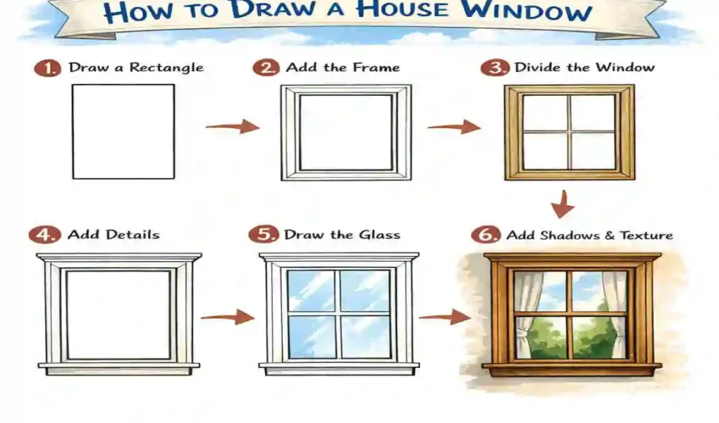 How do you draw a window for a house