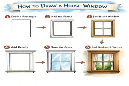 How do you draw a window for a house