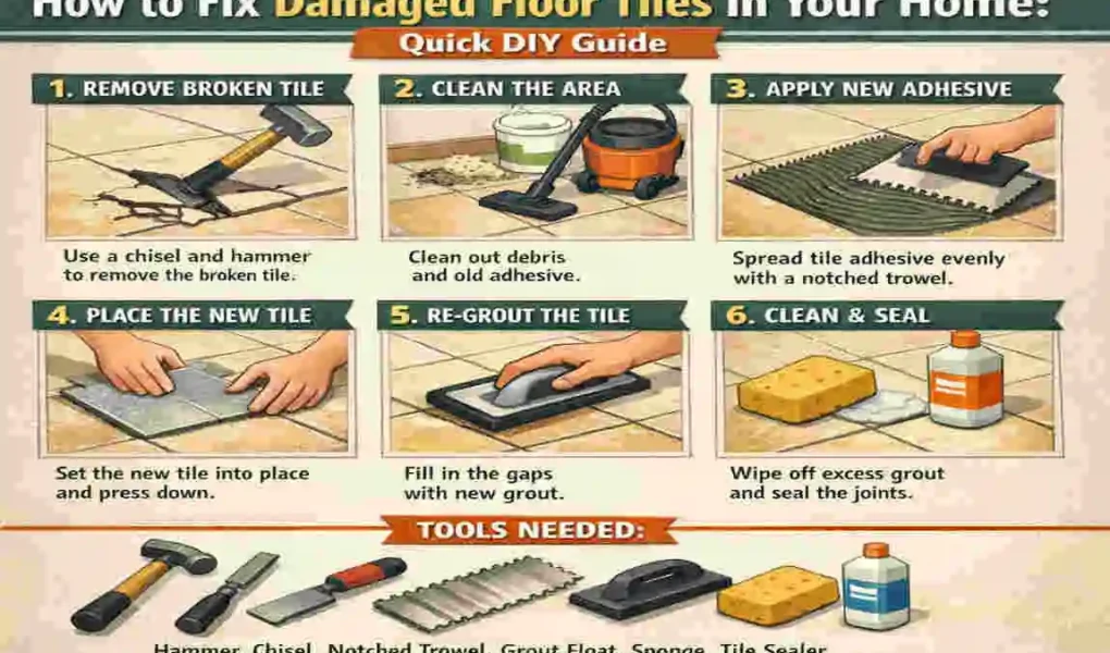 How to fix damaged floor tiles