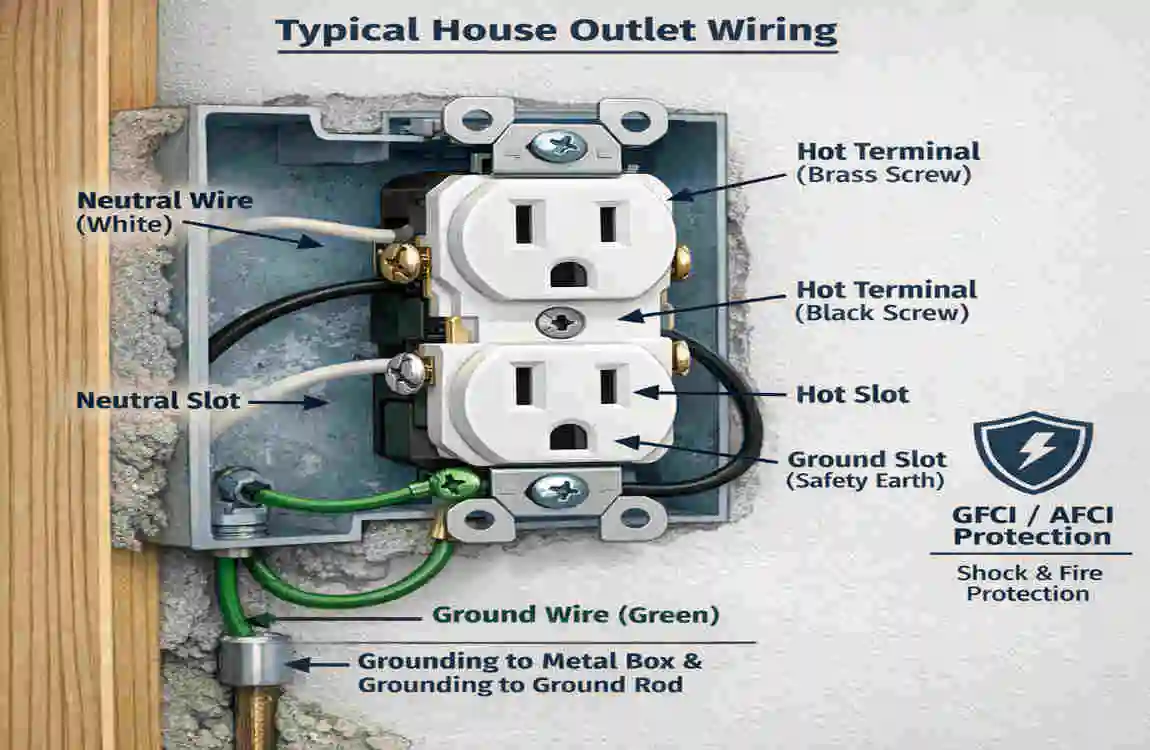 How are house plugs wired?