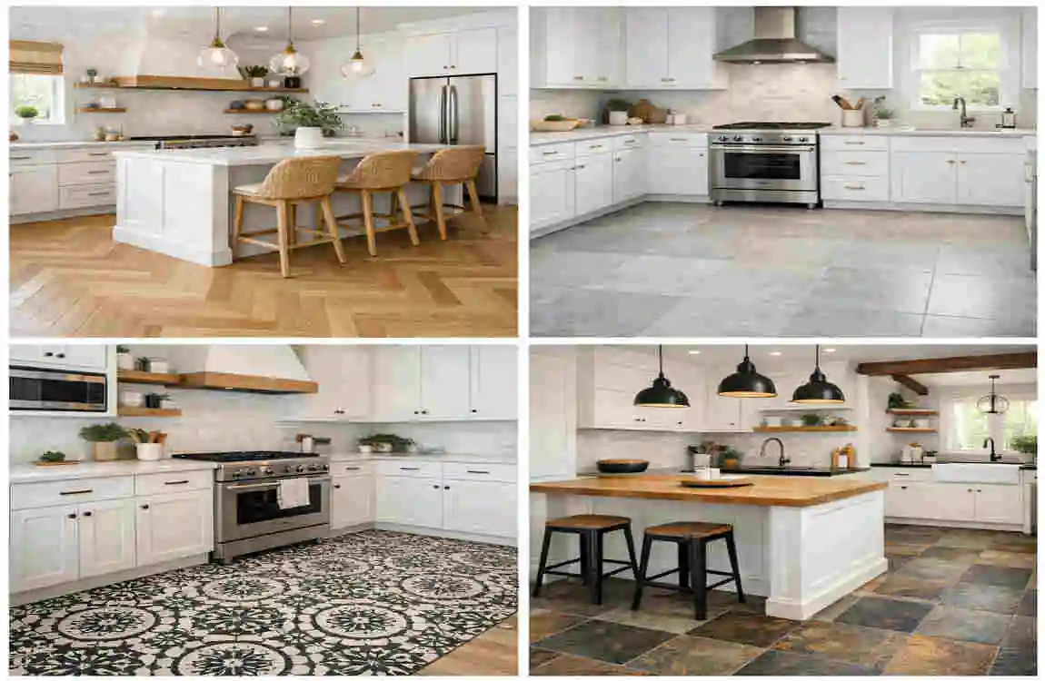 Stunning Kitchen Floor Ideas with White Cabinets for Dream Homes