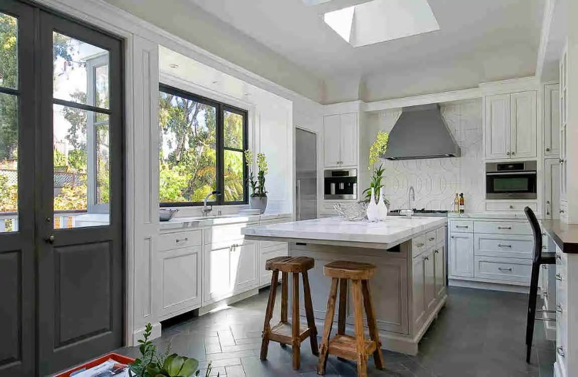 kitchen floor ideas with white cabinets