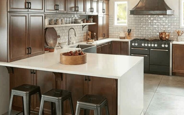 The Perfect Combination: Brown Kitchen Cabinets with White Countertops