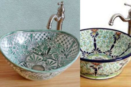 Mexican Cobalt Peacock Undermount Bathroom Sink: Handcrafted Elegance