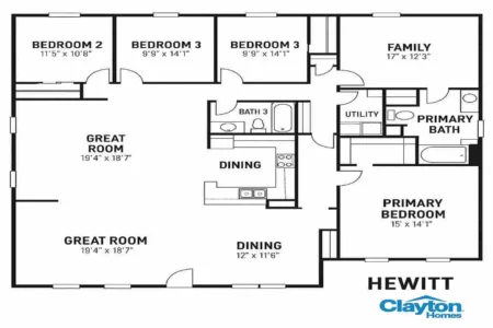 Explore the Spacious and Stylish Clayton Homes Hewitt Floor Plan: A Perfect 4-Bed, 3-Bath Layout for Modern Living
