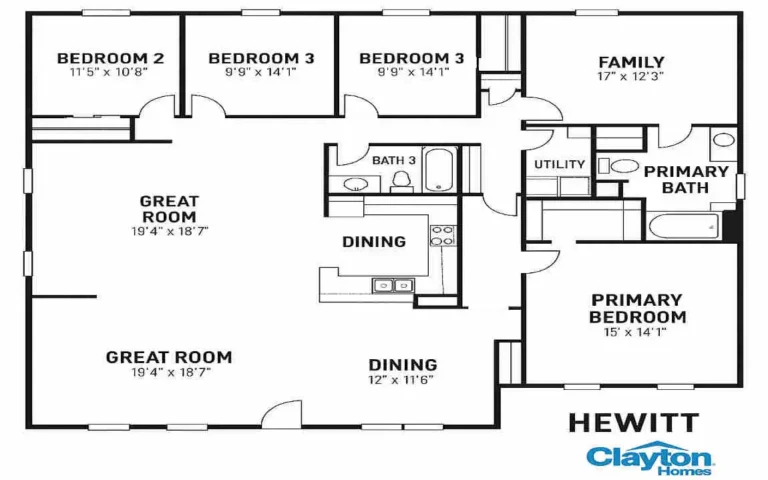 Explore the Spacious and Stylish Clayton Homes Hewitt Floor Plan: A Perfect 4-Bed, 3-Bath Layout for Modern Living