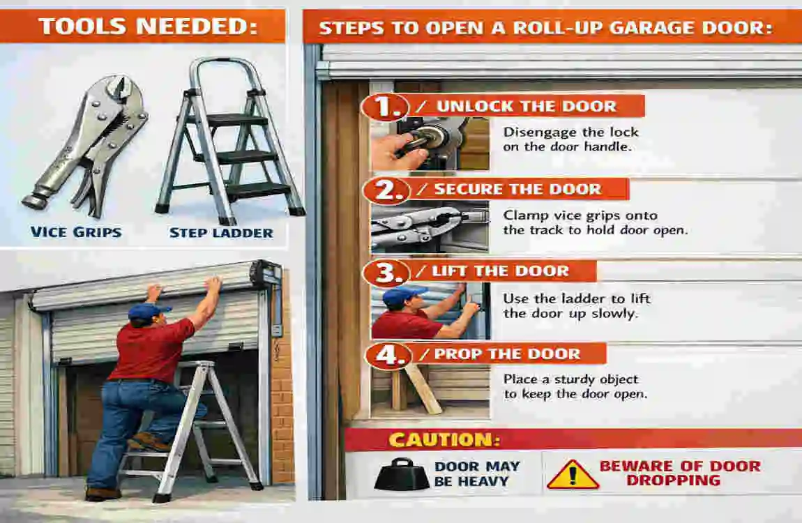 how to manually open a roller house garage door