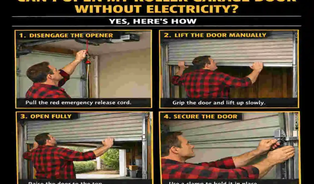 how to manually open a roller house garage door