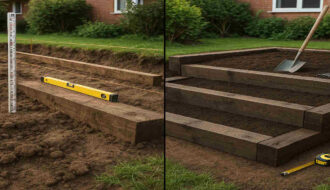 how to level a home garden with sleepers