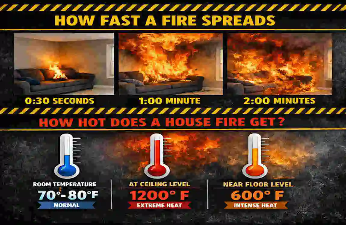 how hot does a house fire get