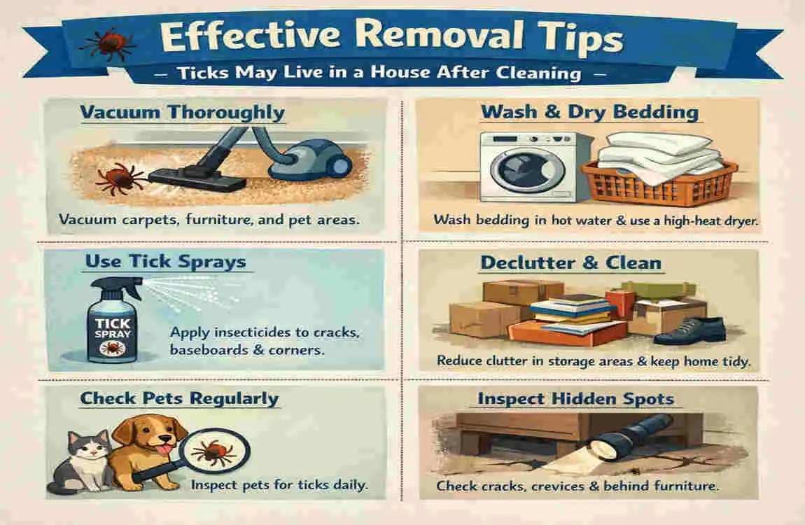 how long can ticks live in a house cleaning