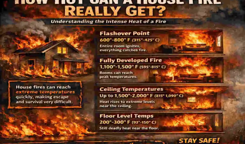 how hot does a house fire get