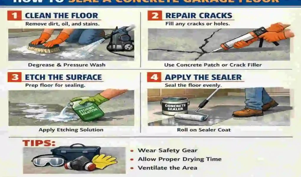 how to seal a concrete house garage floor