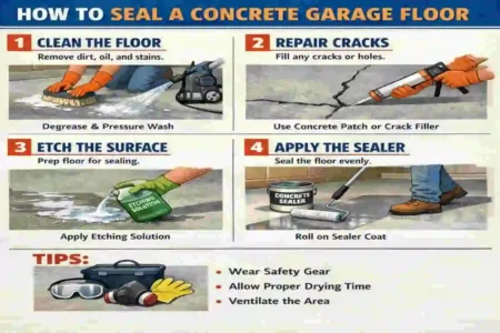 how to seal a concrete house garage floor