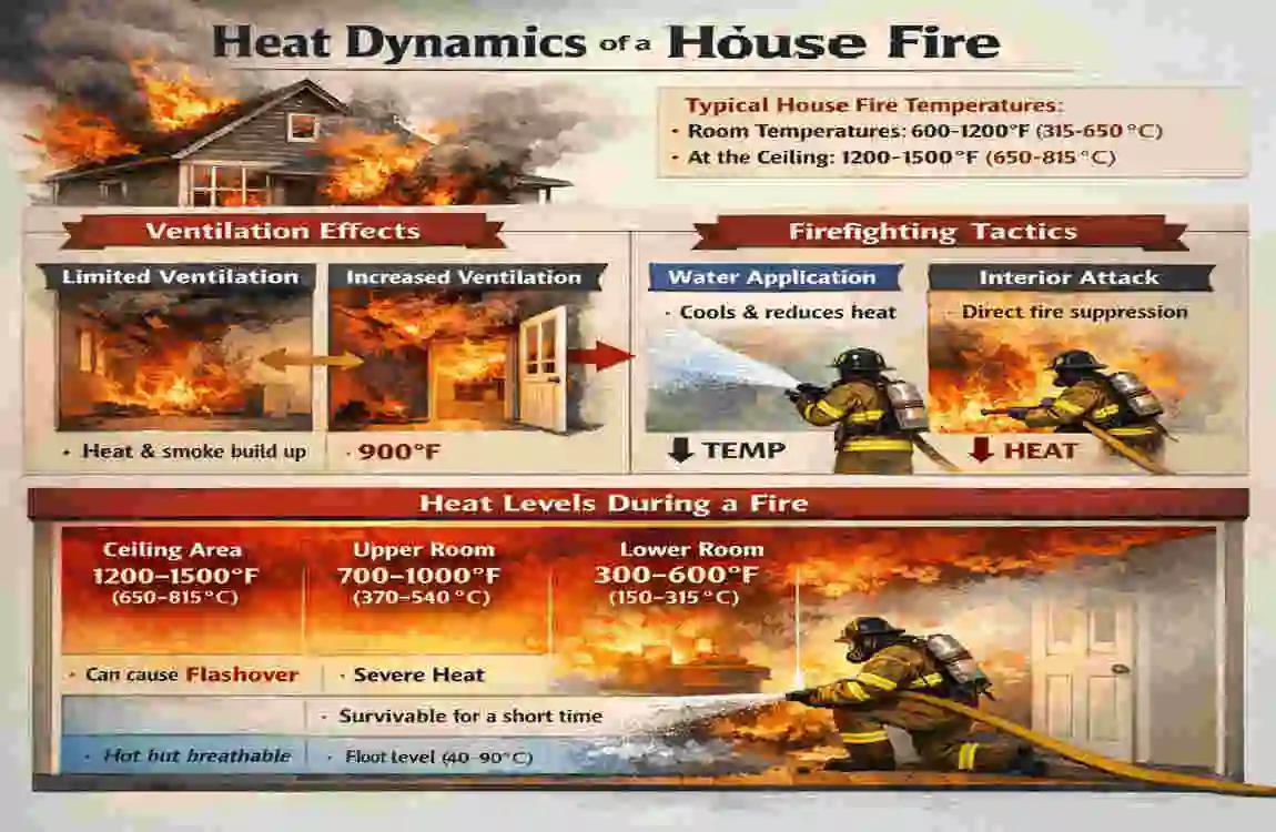 how hot does a house fire get