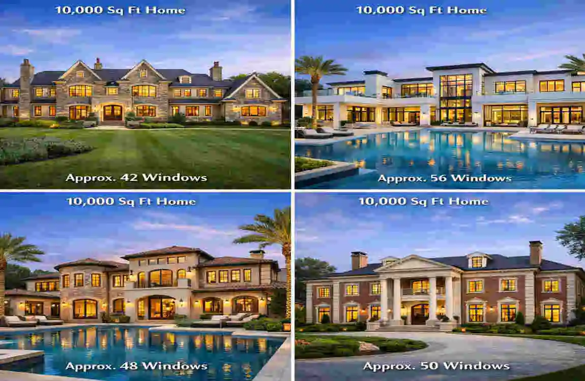 how many windows are in a 10000 square foot house