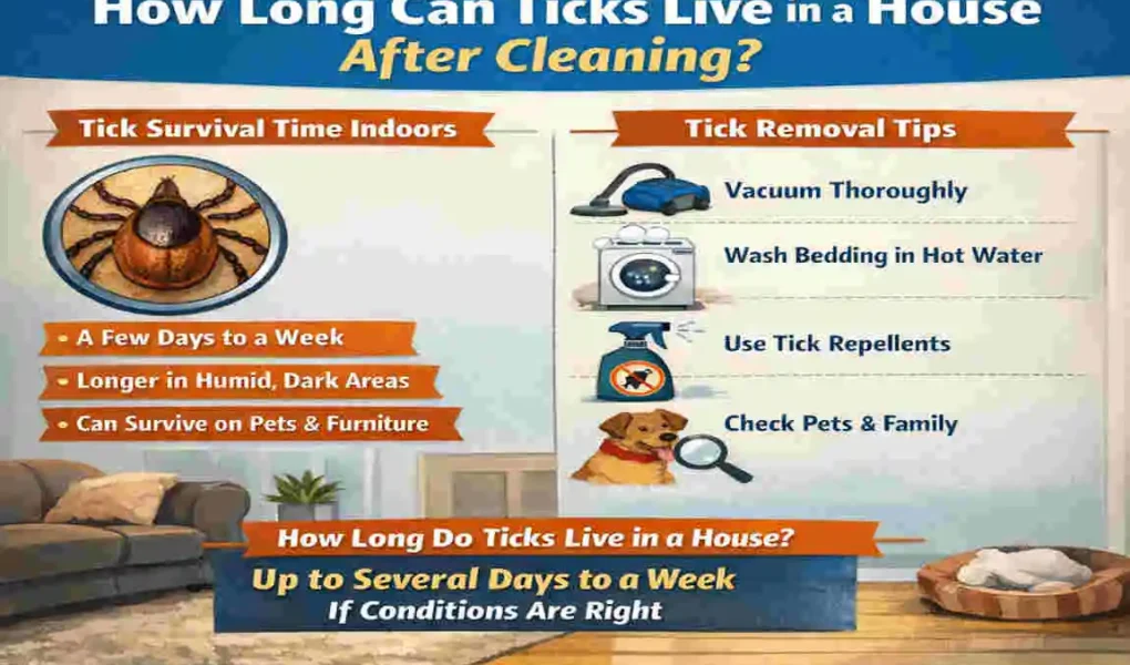 how long can ticks live in a house cleaning