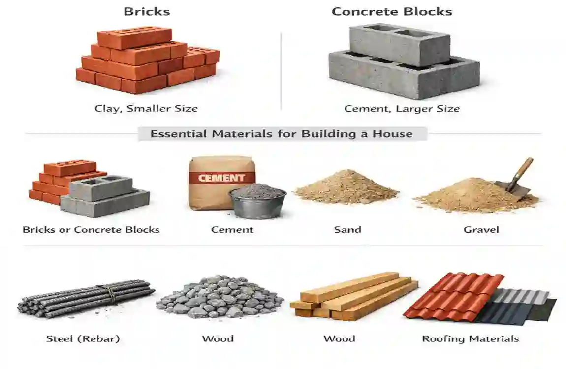 materials needed to build a house