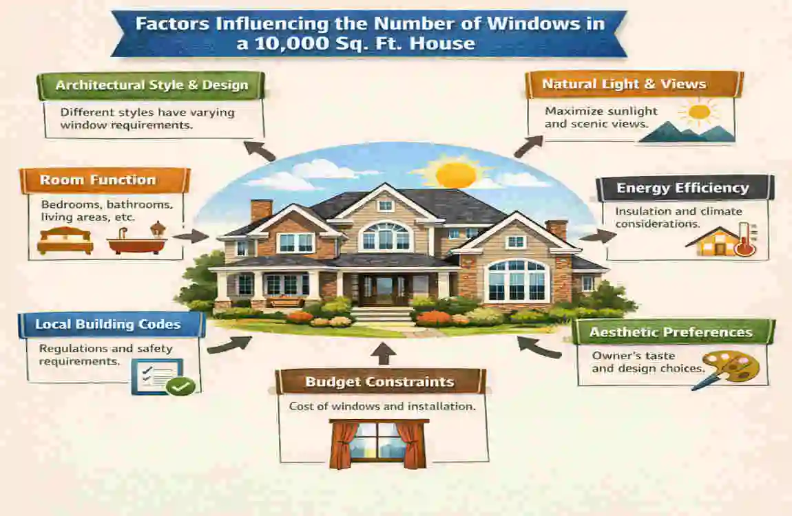 how many windows are in a 10000 square foot house