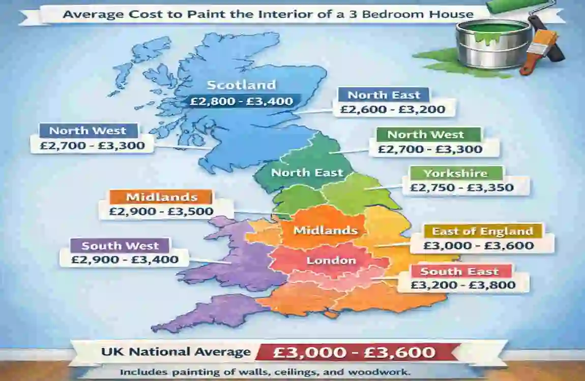 how much to paint a 3 bedroom house inside uk