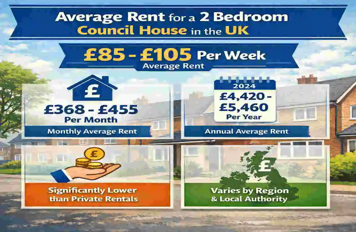 how much is rent for a 2 bedroom council house