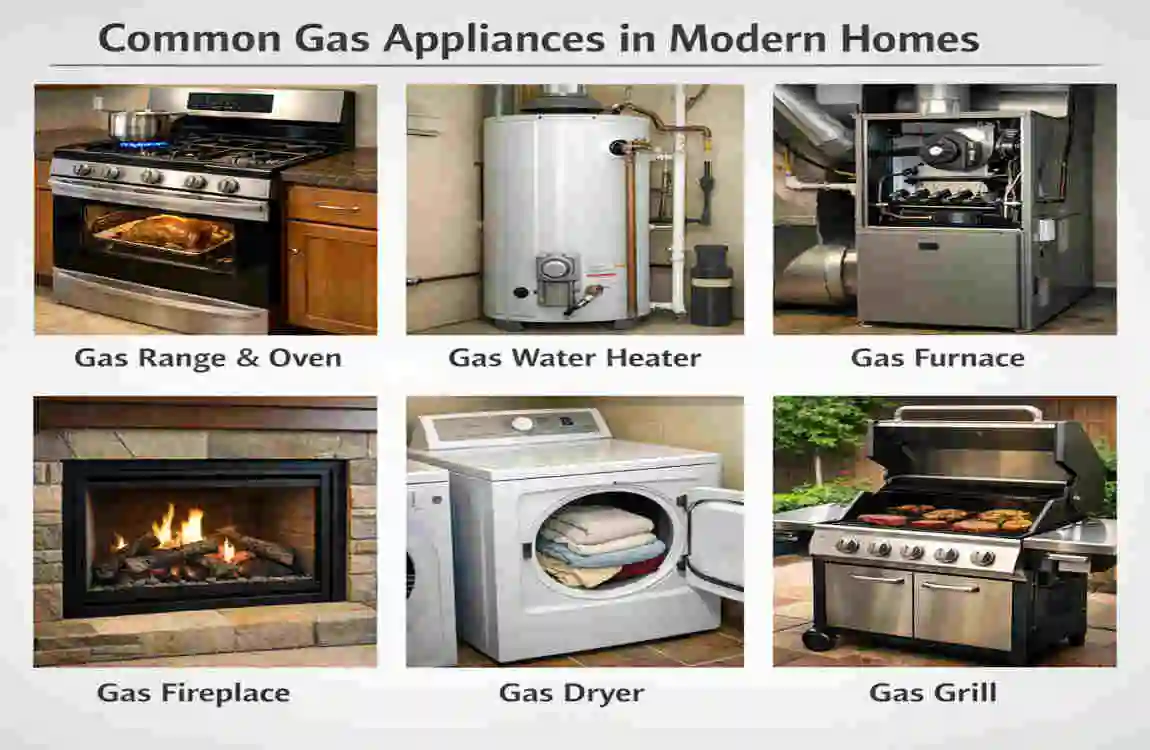 what uses gas in a house