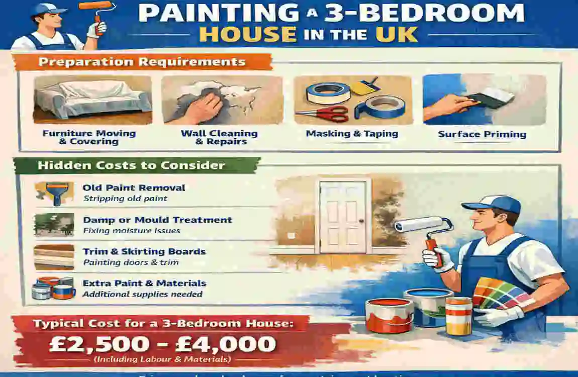 how much to paint a 3 bedroom house inside uk