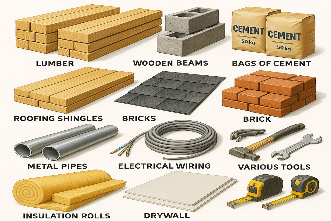 materials needed to build a house