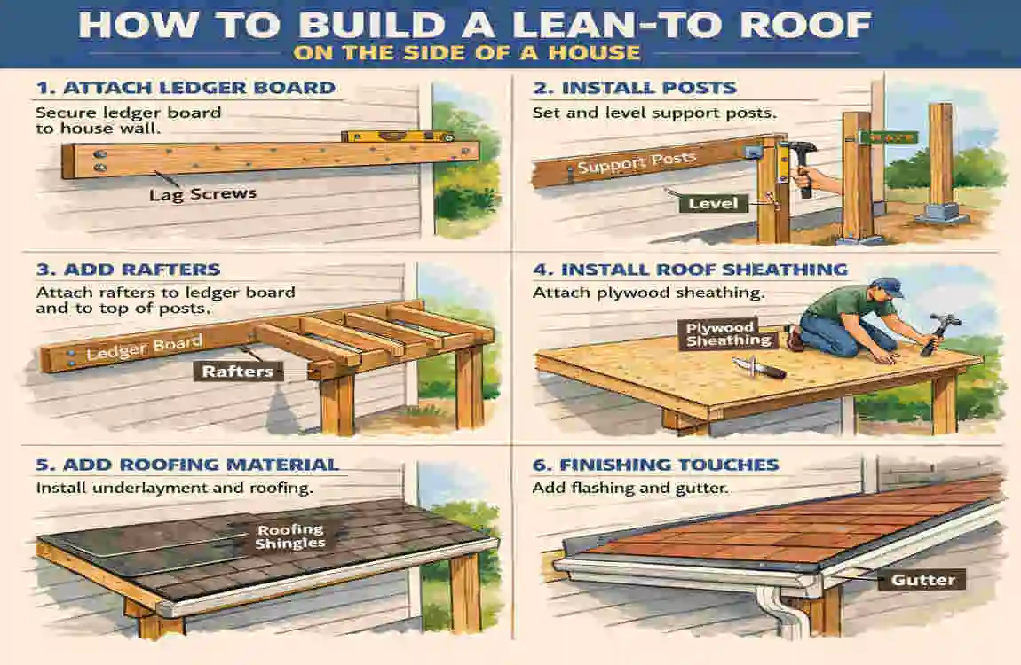 how to build a lean-to roof on side of house