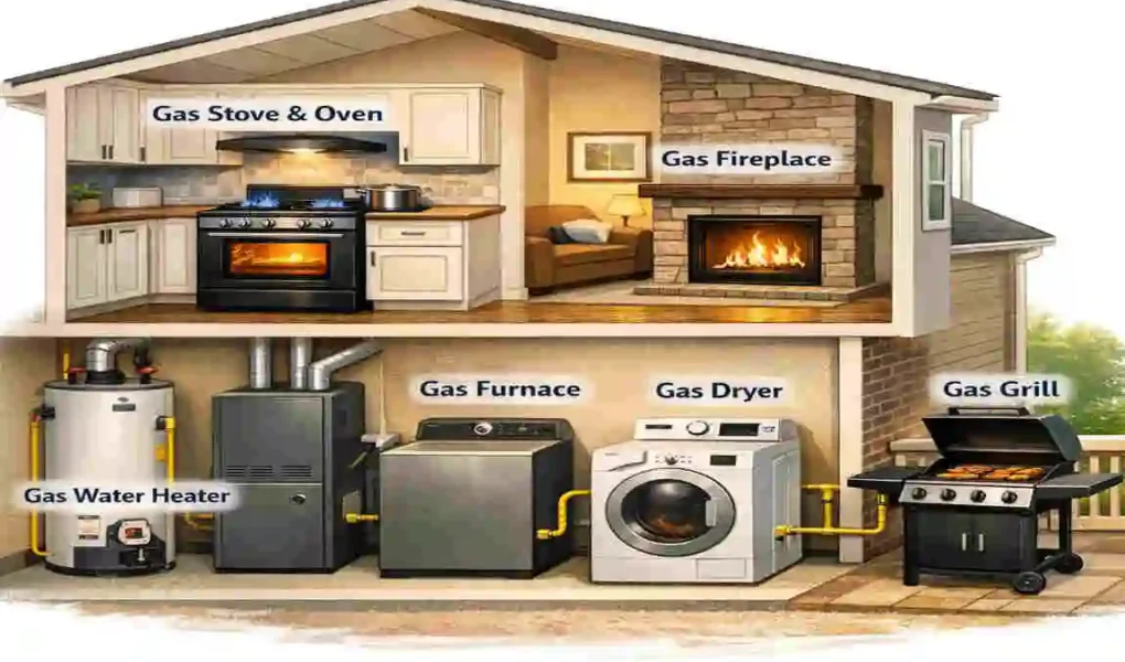 what uses gas in a house