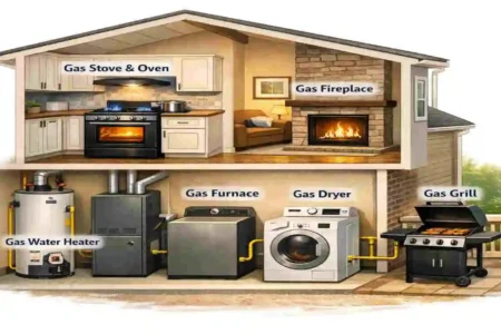 what uses gas in a house