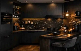 small house dark kitchen