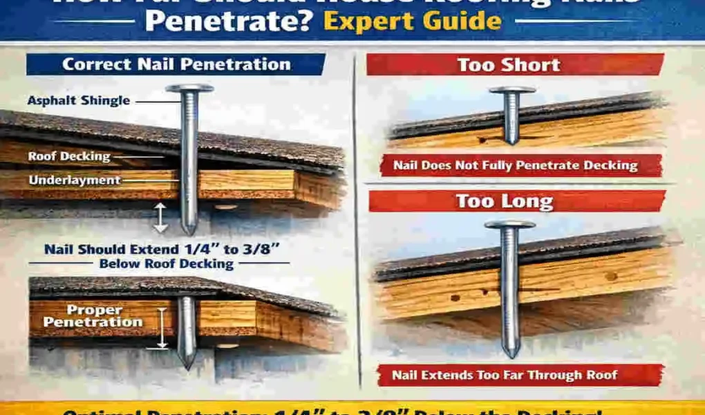 How Far Should House Roofing Nails Penetrate? Expert Guide