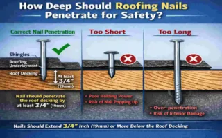 how far should house roofing nails penetrate