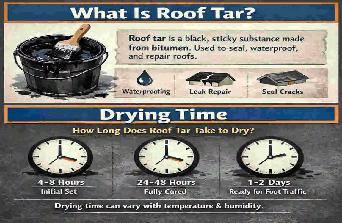 how long for roof tar to dry