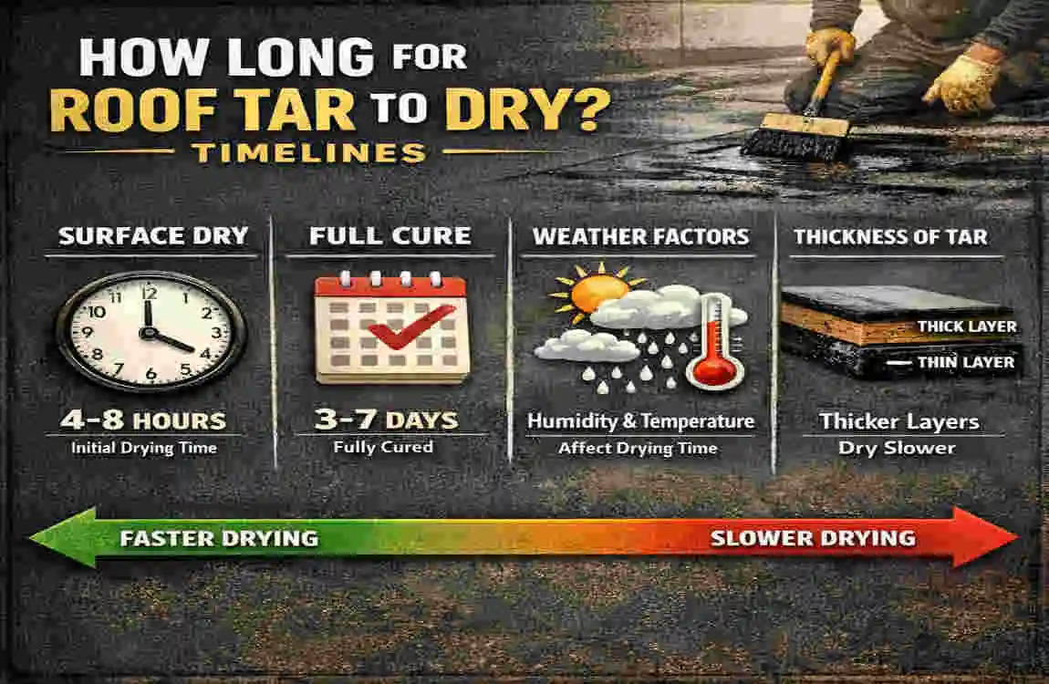 How Long for Roof Tar to Dry on Your House? Times & Tips