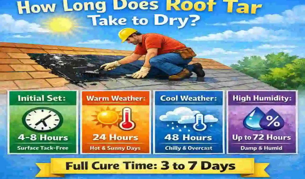 how long for roof tar to dry