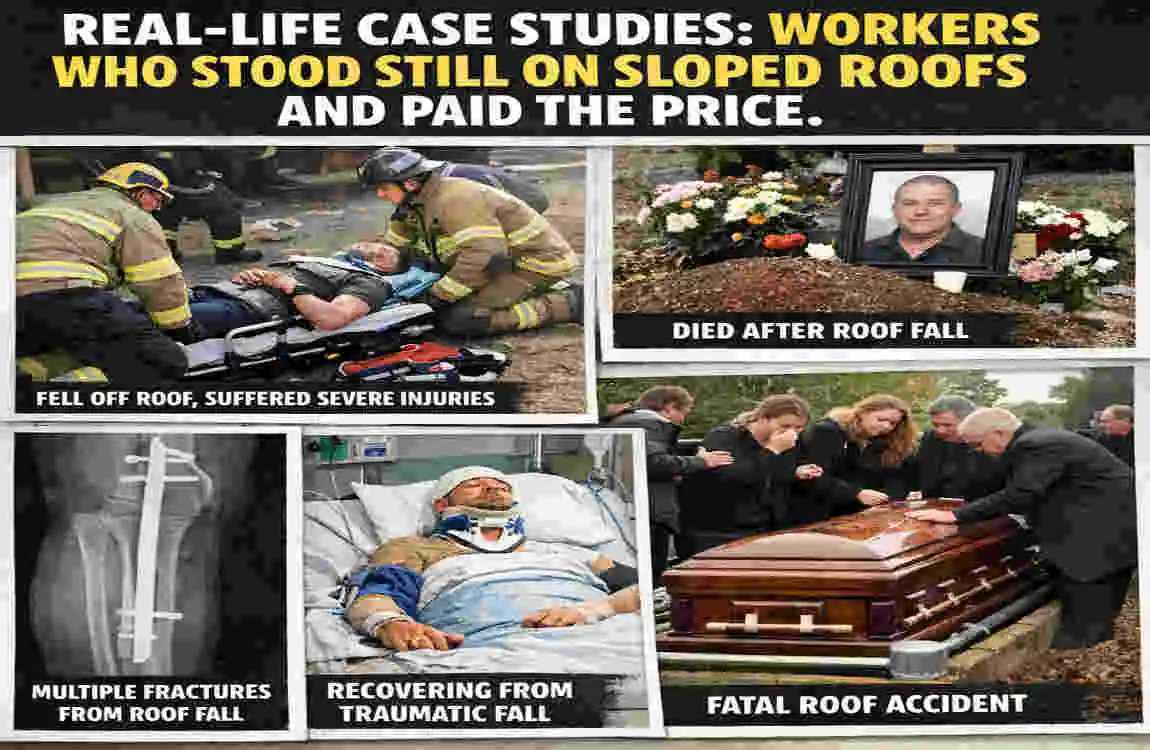 Worker Stands Still on Sloped House Roof: Hidden Dangers Exposed