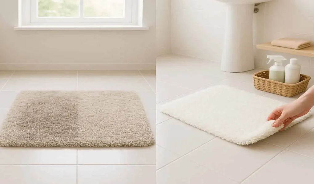 how to clean bathroom floor mats