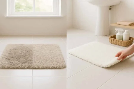 how to clean bathroom floor mats