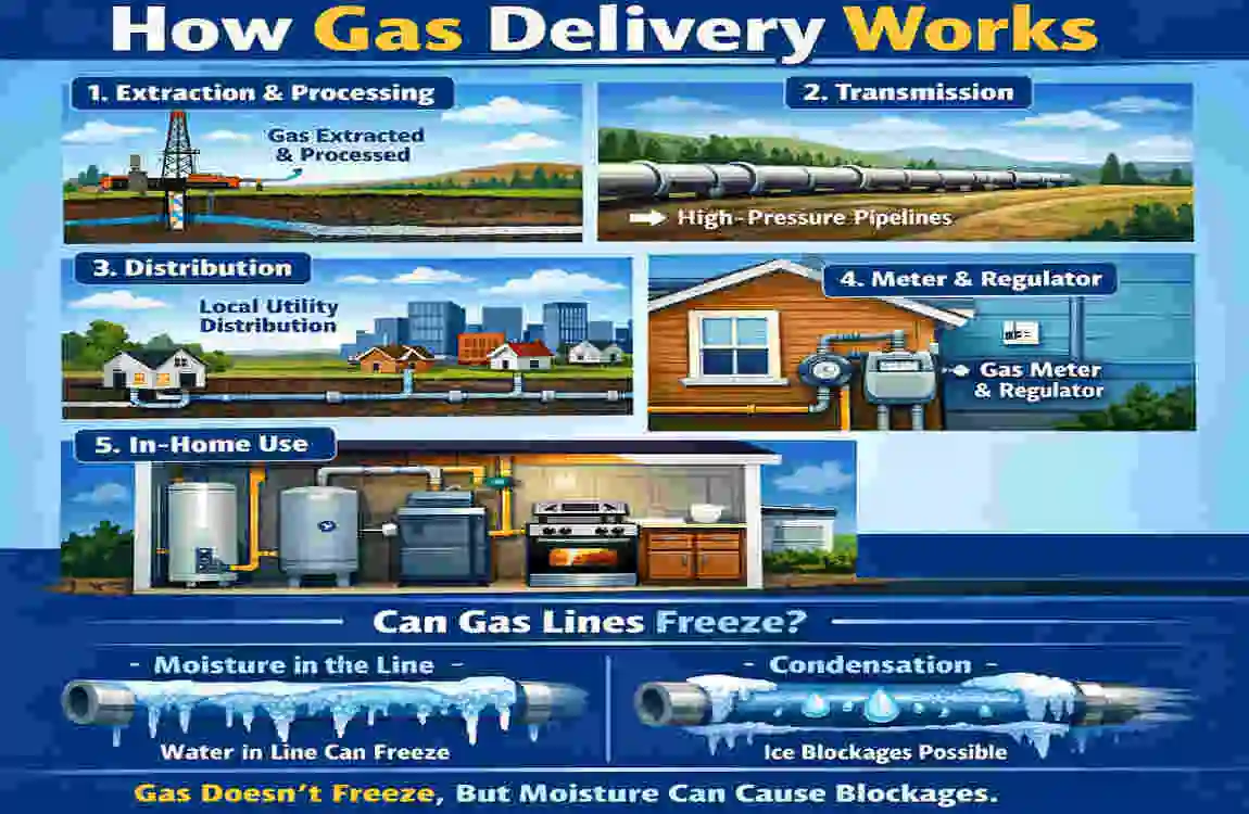 can gas lines freeze in a house